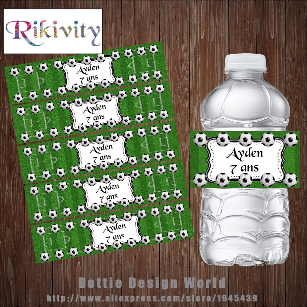 20 шт./лот бутылка для воды в форме футбольного мяча этикетка конфет обертка на