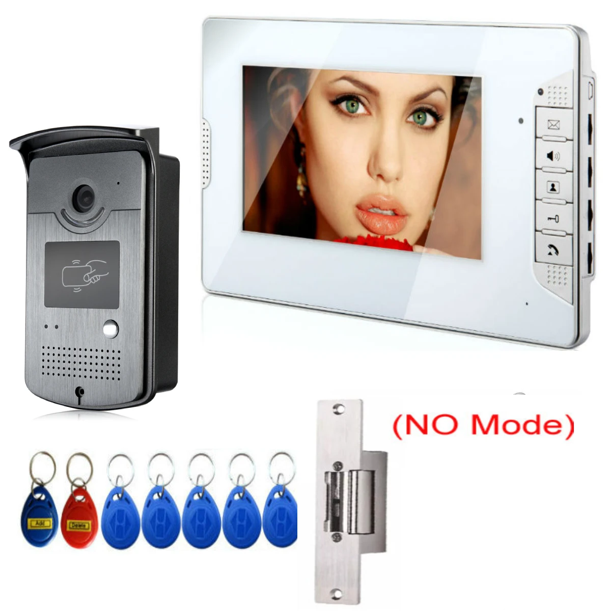 7 Inch Video Door Phone Doorbell Intercom Kit 1-camera 1-monitor Night Vision with 1000TVL RIFD Camera