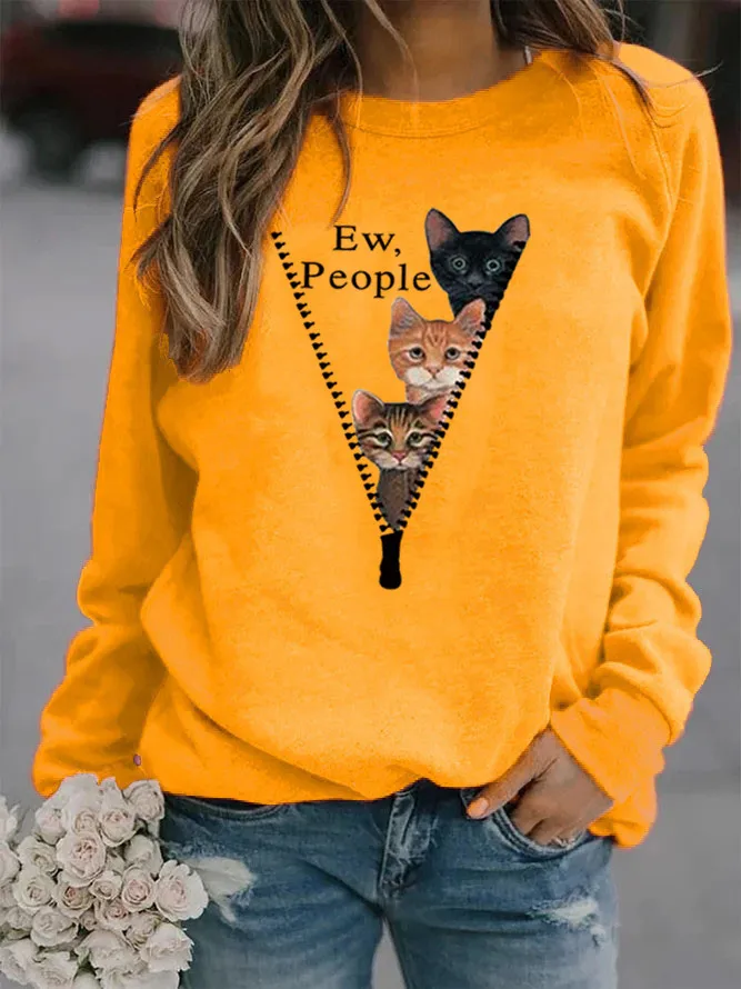 

Fall 2021 Women Clothing Cute Cat Printing Sweatshirt Letter Printing Sweatshirt Women Fashion Clothes Hoodie Dropshipping