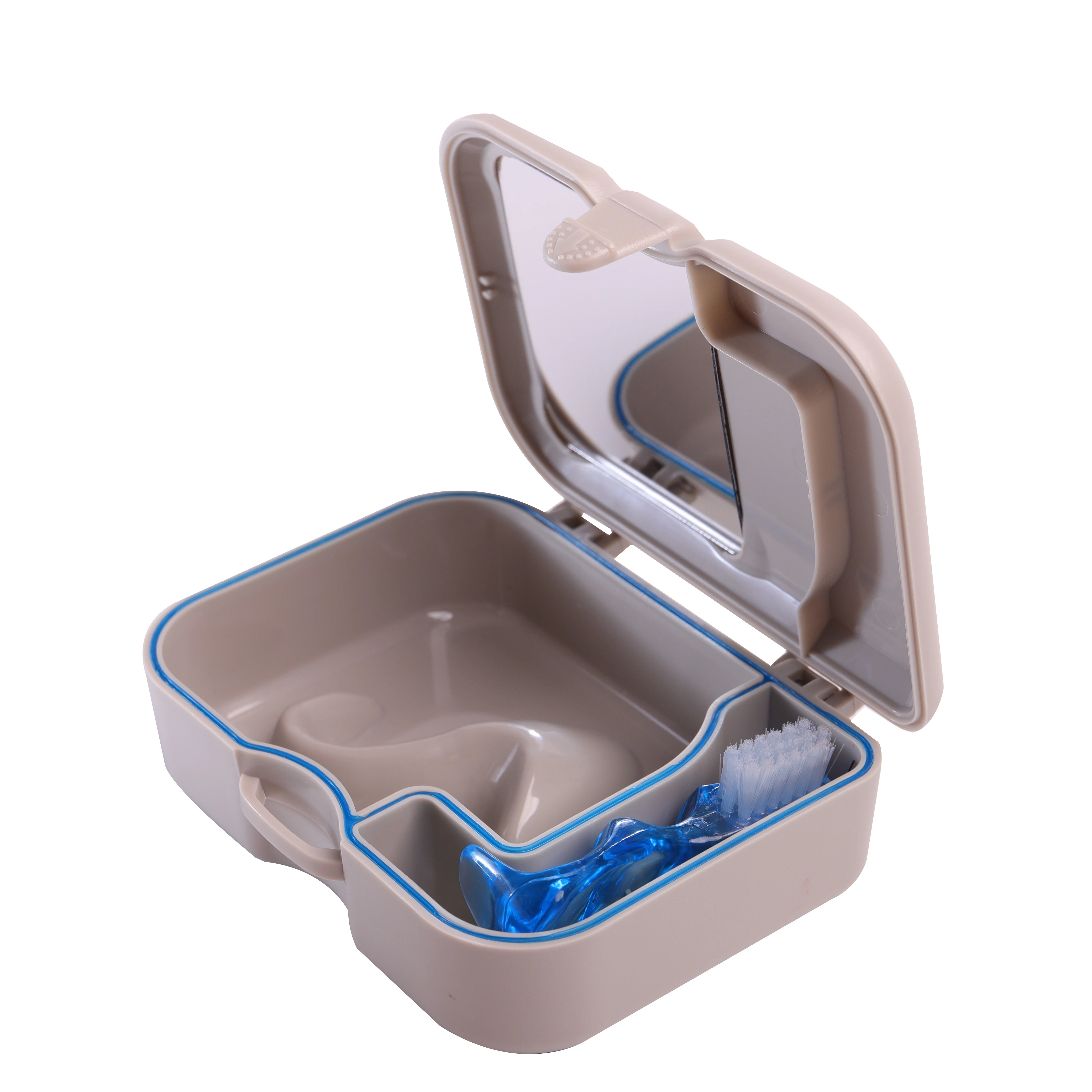 1 комплект пластиковый чехол для зубных протезов с зеркалом и чистящей