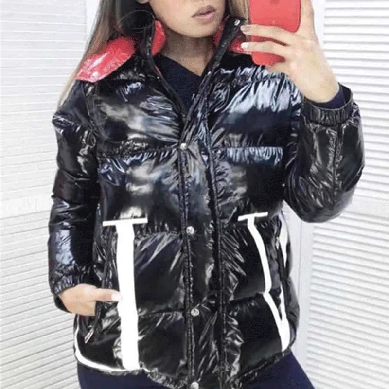 Новые короткие Яркие Кожаные розовые корейские хлопковые пальто женская зимняя