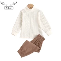 girls long sleeve turtleneck jacquard knitted sweater bud waist two piece pants girl christmas outfit toddler girl clothes