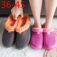 winter slippers men furry warm suede shoes flat slides light comfortable women home slippers slip on indoor footwear soft 36 45