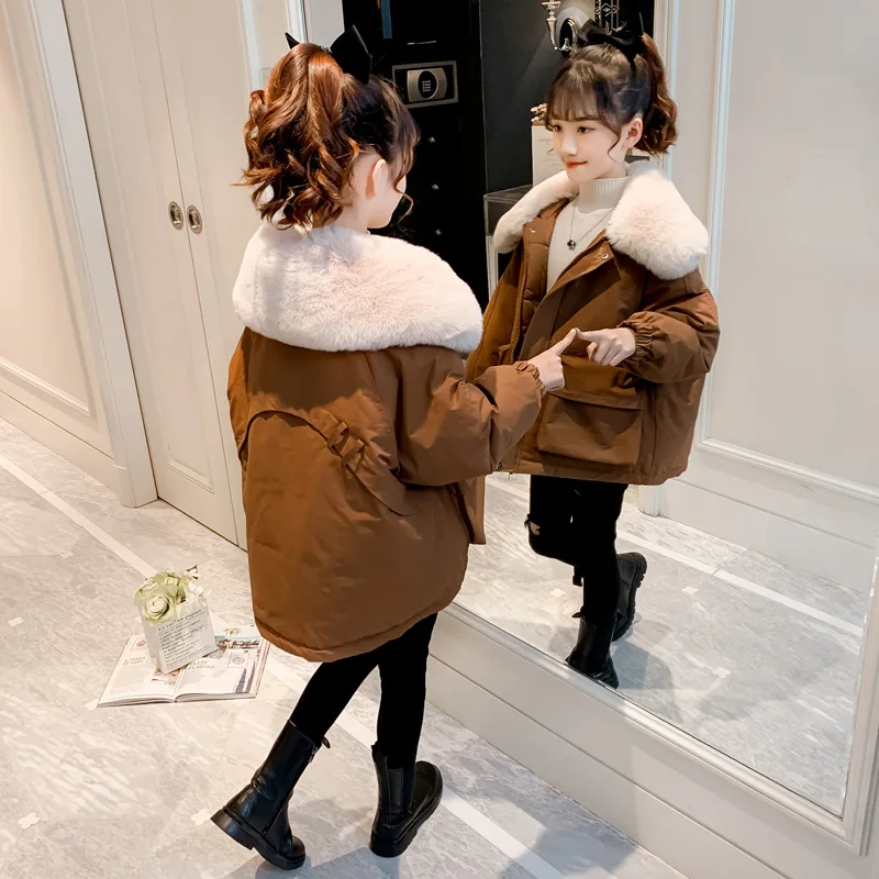 Зимняя стеганая куртка для девочек новинка 2021 утепленная маленьких среднего и