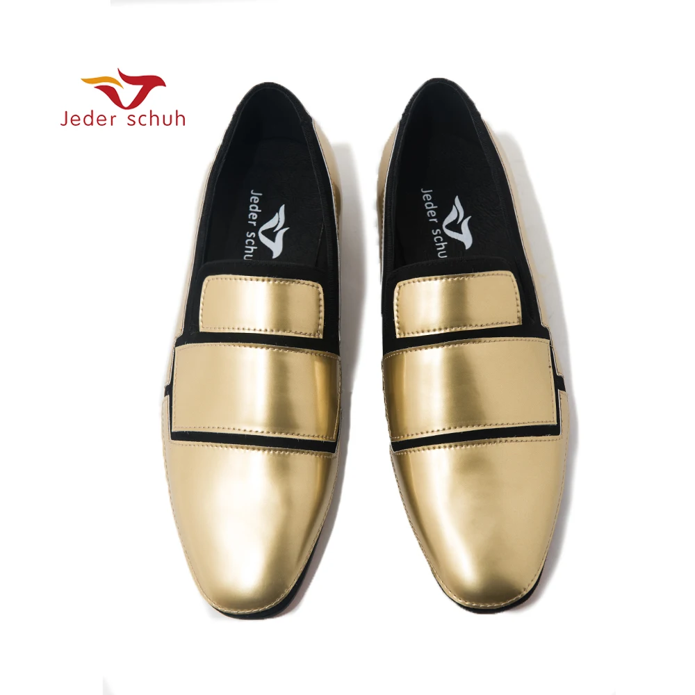 

Мужские лоферы Jeder Schuh, модная обувь с геометрическим дизайном, мужские туфли на плоской подошве, черные и золотые свадебные и банкетные туфли