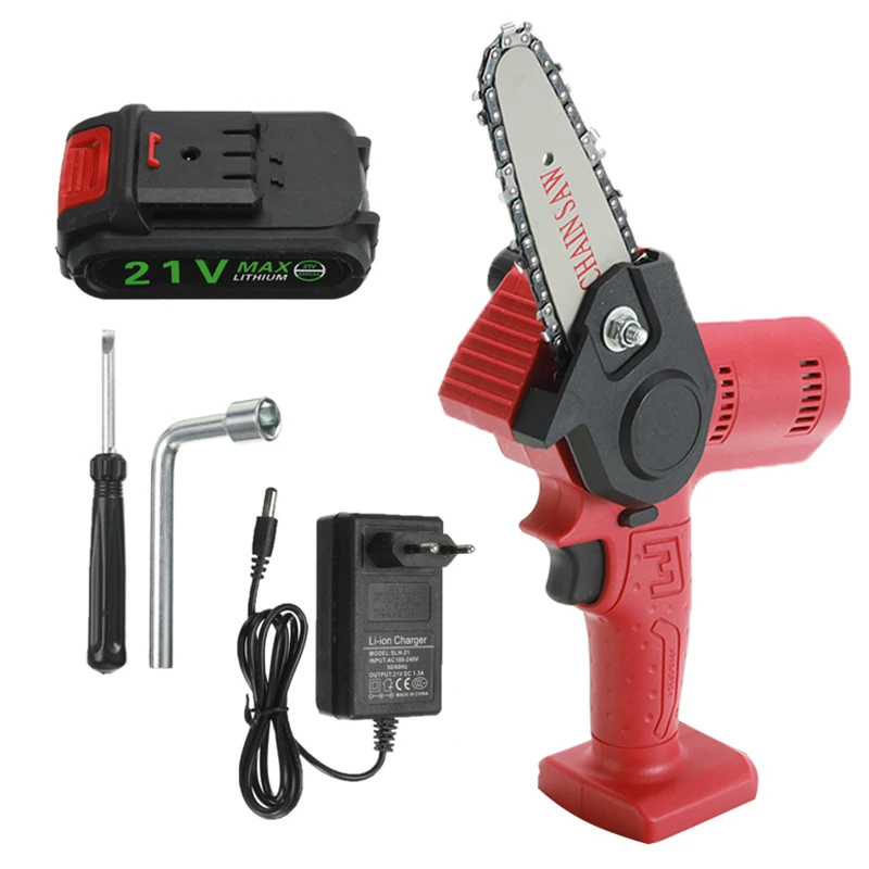 

21V 4Inch Mini 1200W Electric Brushless Chainsaw Wood Cutters Garden Power Tools cutting machine Rechargeable Lithium Battery