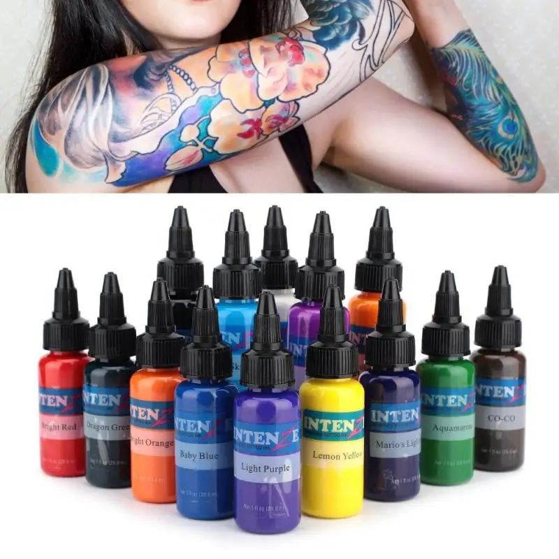 

14 Colors Professional Tattoo Ink Set Body Paint Pigment Semi-permanent Makeup Inks