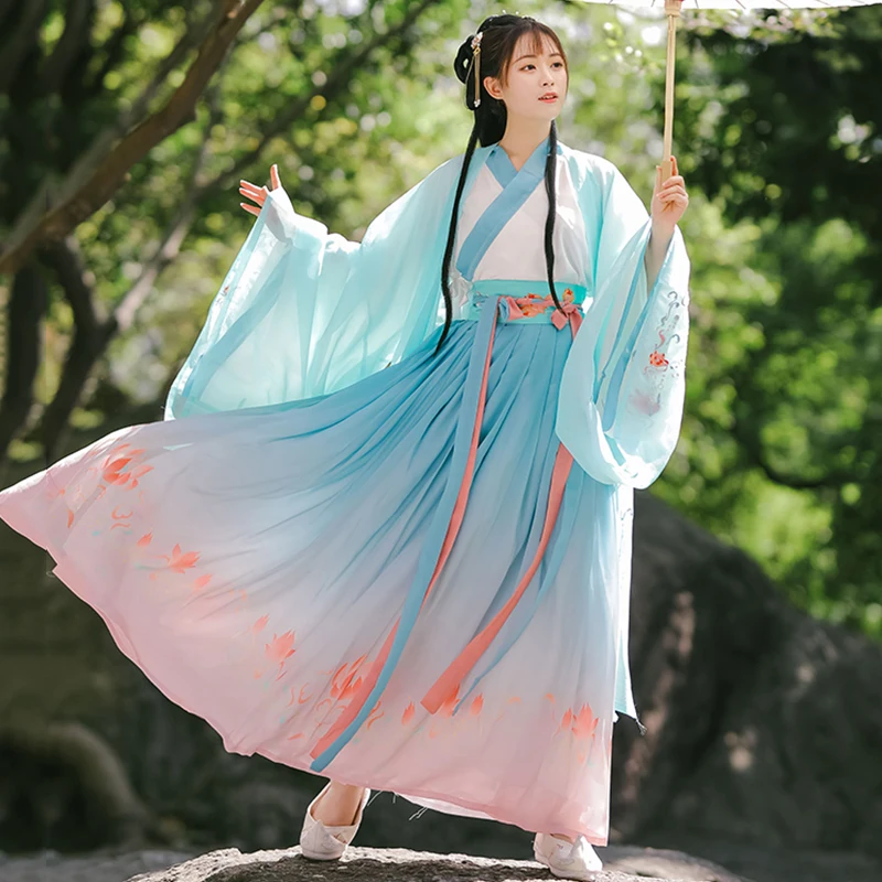 

Женское платье Hanfu, китайские народные танцевальные костюмы, Восточный, Азиатский династии Цин, национальная одежда феи, платье принцессы, о...