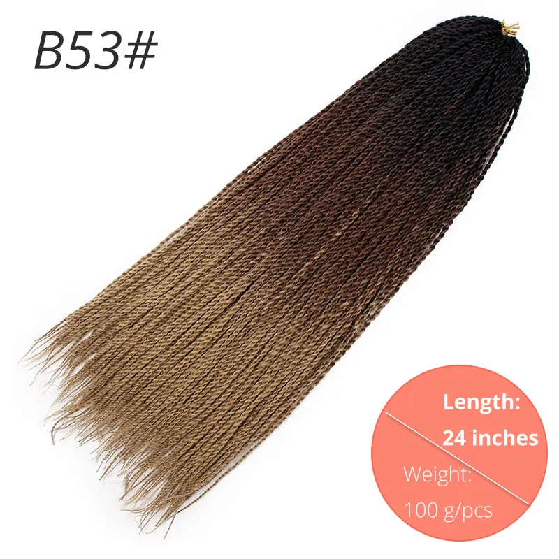 B53 AISI BEAUTY Ombre Senegalese завивка, плетение волос 14 18 24 дюймов Синтетические косички для наращивания крючком наращивание волос Черный Коричневый Женский - Цвет: B53