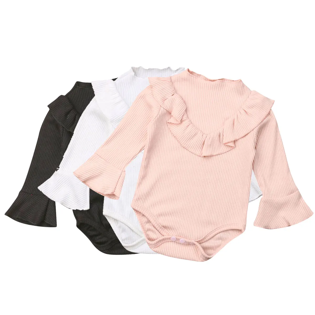 

Autumn New Newborn Infant Baby Girls Ruffles Romper Long Sleeve Solid Jumpsuit Baby Girls Costumes Clothes