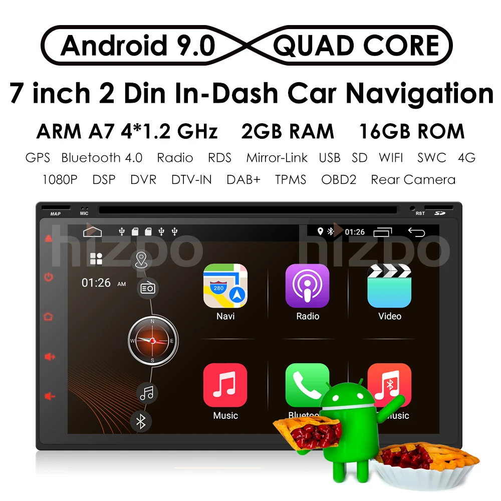 2Din Android 9,0 автомобильный dvd-плеер радио для Nissan Volkswagen TOYOTA Honda KIA hyundai Lada mazda Универсальный Автомобильный gps навигатор dab