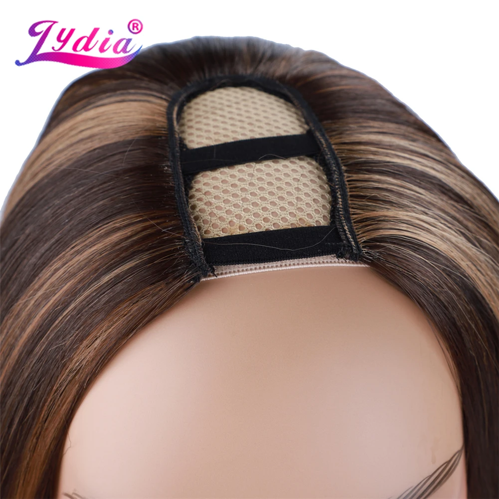 Lydia Long Silky Straight U Part Natural Piano 1B/27 Color Hair Wigs Heat Resistant Synthetic 20Inch For Women  Ladies  Daily