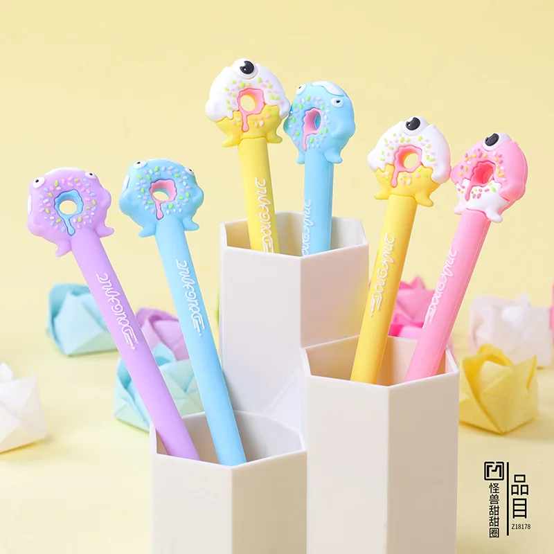 48 шт. Kawaii гелевые ручки Монстр пончик черных гелевых ручек молочного цвета для