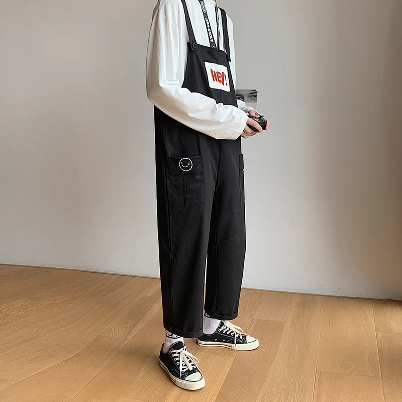 Новинка 2020 модный мужской комбинезон свободные брюки однотонные повседневные