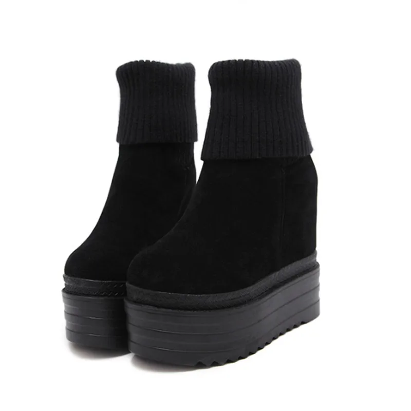 

14 cm wedge heel super high heels platform platform platform platform short boots frosted women's boots