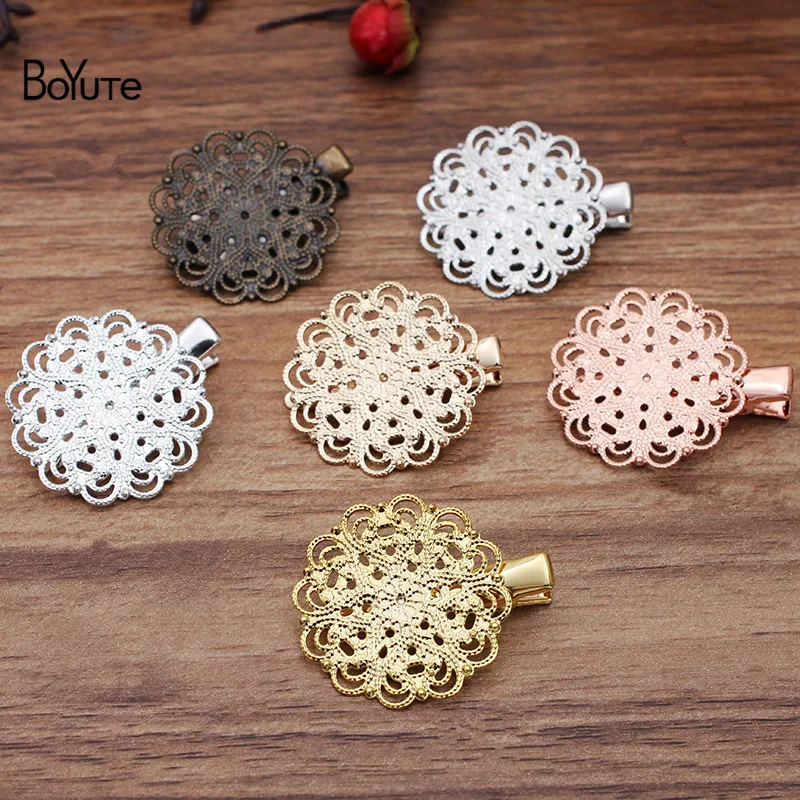 

BoYuTe (20 Pieces/Lot) 30MM Filigree Flower Welding 35MM Hair Clip Vintage Style Handmade Diy Hair Accessories