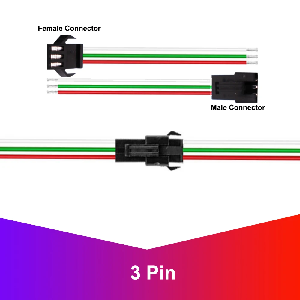 JST светодиодный Разъемы 2/3/4/5/6 Pin кабель-удлинитель для SM Мужской Женский провода
