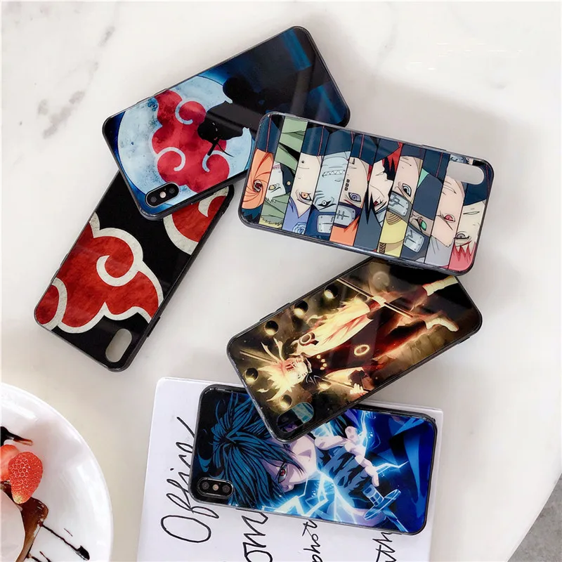 Роскошный светящийся чехол Comic Наруто для iphone 11 PRO Max 10 X XR XS MAX 6 6s 7 8 plus Coque Noctilucous glass