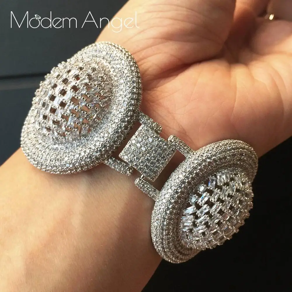 ModemAngel Роскошные Брендовые женские ювелирные изделия золотой белый цвет кубического циркония кольцо и браслет наборы для женщин Свадебная вечеринка
