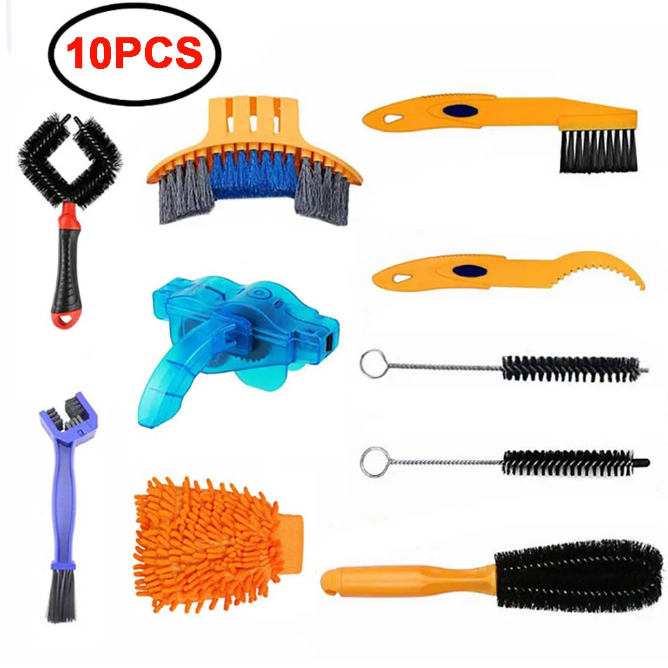 

10 PCS Bicycle Chain Cleaner Clean Machine Brushes Cycling Cleaning Kit Brush Maintenance Accessory Wash Tool for Mountain MTB