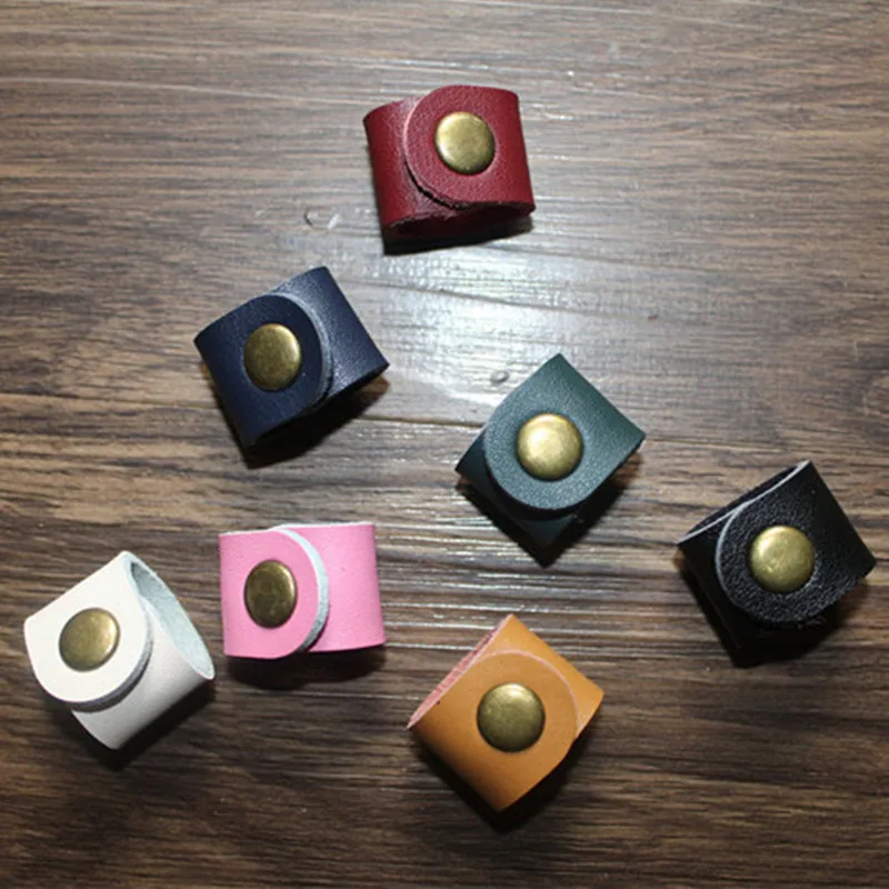 

8pcs Leather Colorful Earphone Line Holder Fashion Travel Organizer Headphone Cable Data Line Packing Accessories