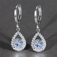 simple and light luxury angel tears micro inlaid zircon drop shaped ladies ear buckles fashion party ear jewelry