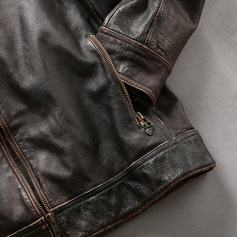 

Men Factory New 3D Skull Motorcycle Genuine Leather Jacket 100% Real Soft Cowhide Slim fit Jackets Rider Winter Coats