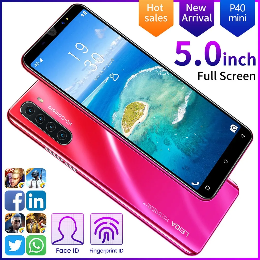 Фото Смартфон P40mini 5 дюймов две SIM-карты Android разблокировка отпечатком пальца идеальный Смартфон P40mini 5 дюймов две SIM-карты Android разблокировка отпечатком пальца идеальный