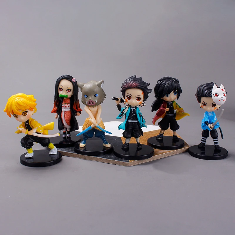 

New 6pcs/set Kawaii Demon Slayer Japan Anime Action PVC Figure Toys Yaiba Kamado Tanjirou Nezuko Room Decor Dolls Gift for Boys