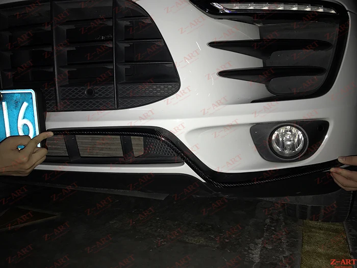 Z-ART разветвитель переднего бампера для Porsche Macan S карбоновое волокно передние бороды для Porsche Mcan S карбоновое волокно передняя губа