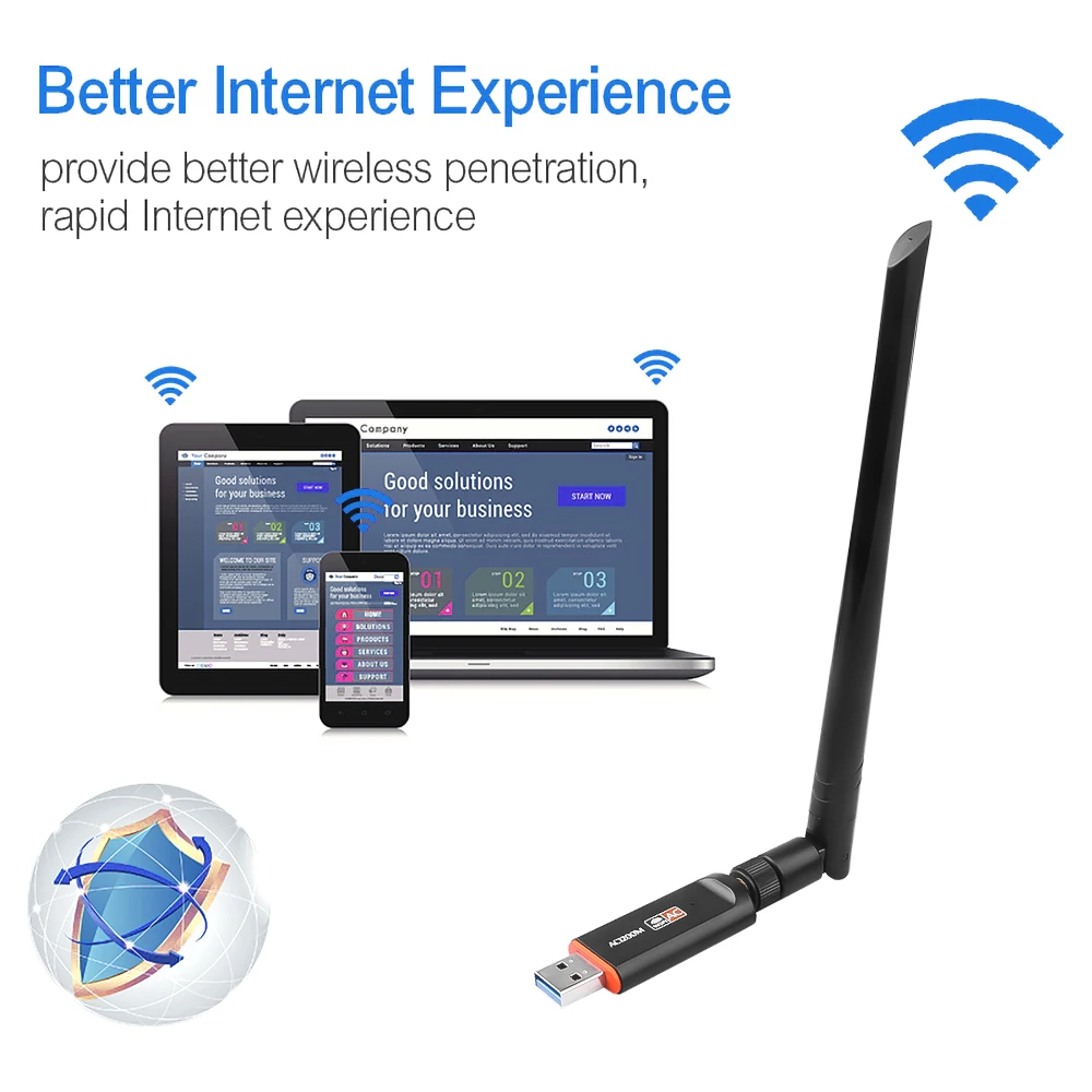 KEBIDU 1200Mbps Wireless WiFi USB Adapter Dual Band 2.4/5Ghz with Aerial 802.11AC Network Card High Speed USB3.0 Receiver | Компьютеры и