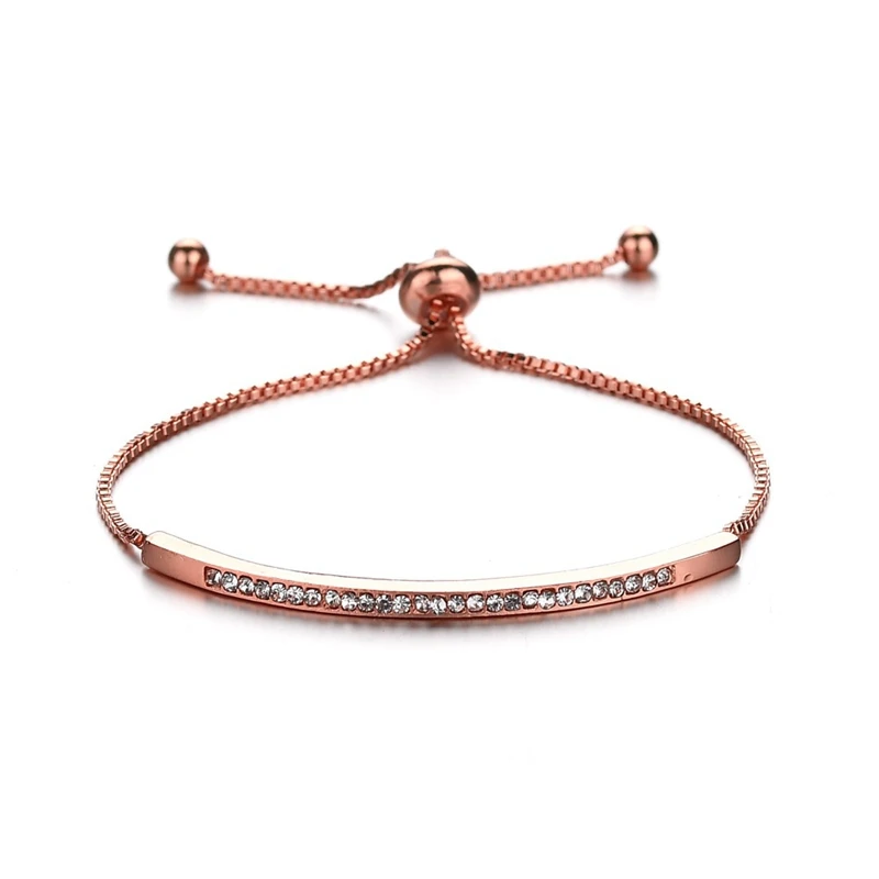 E0049-12 Rose Gold Модный брендовый дизайнерский Кристальный соединенный женский браслет с бабочкой, регулируемые браслеты на цепочке, подарки, Прямая поставка - Окраска металла: E0049-12 Rose Gold
