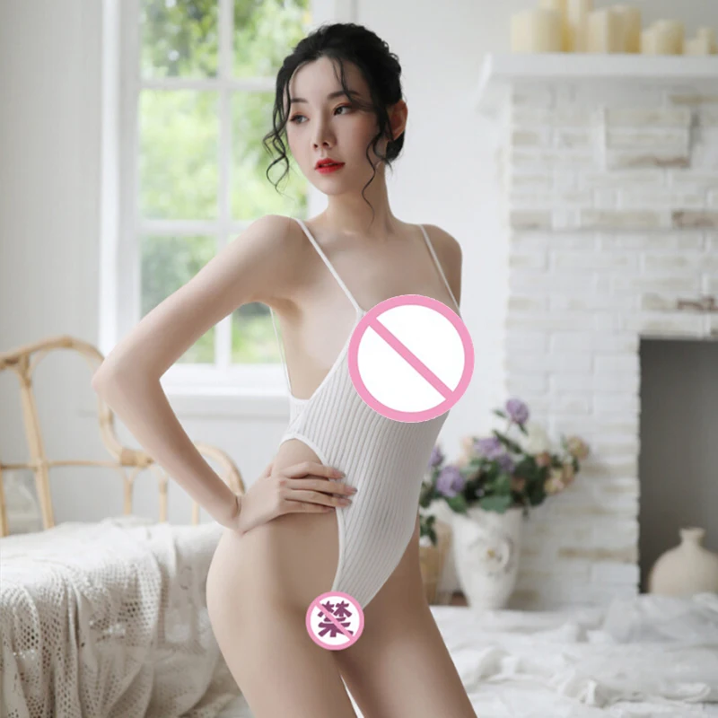 

Women's Mesh Sheer Leotard Crotchless Thong High Cut One Piece Bodysuit Swimwear