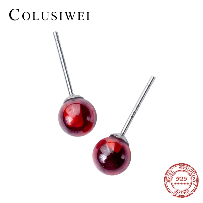 Colusiwei с натуральным гранатом круглые бусины серьги со шпилькой для женщин три