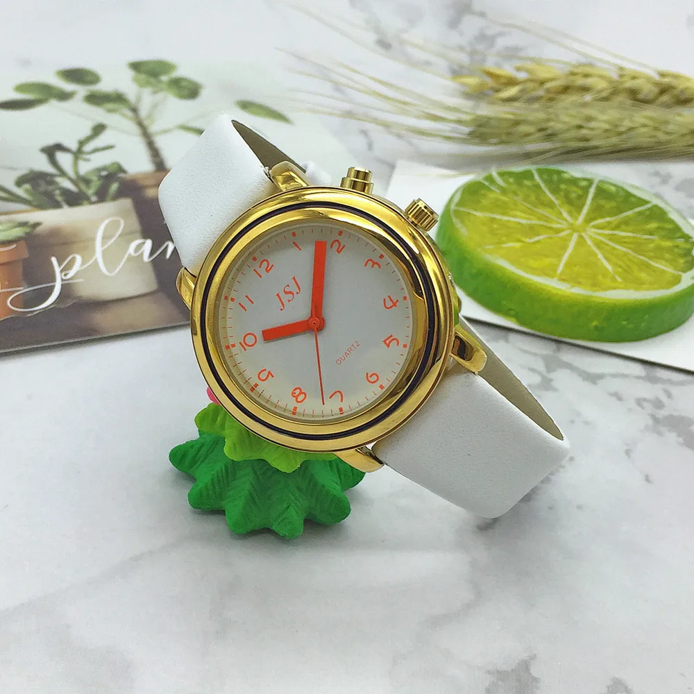 Часы во французском стиле с функцией будильника для дам, дата и время разговора, белый циферблат, кожаный ремешок от AliExpress RU&CIS NEW