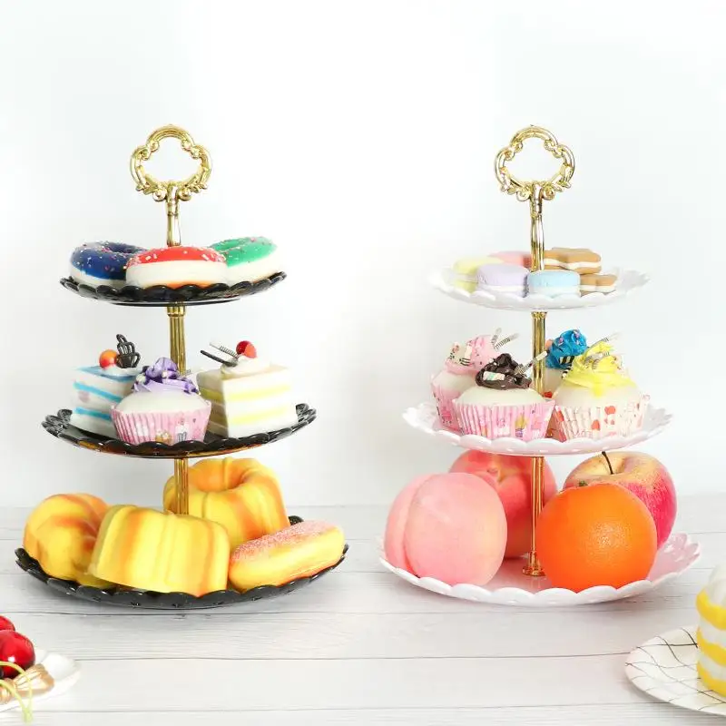 

European Three-layer Cake Stand Wedding Party Dessert Table Candy Fruit Plate Cake Self-help Display Home Table Decoration Trays