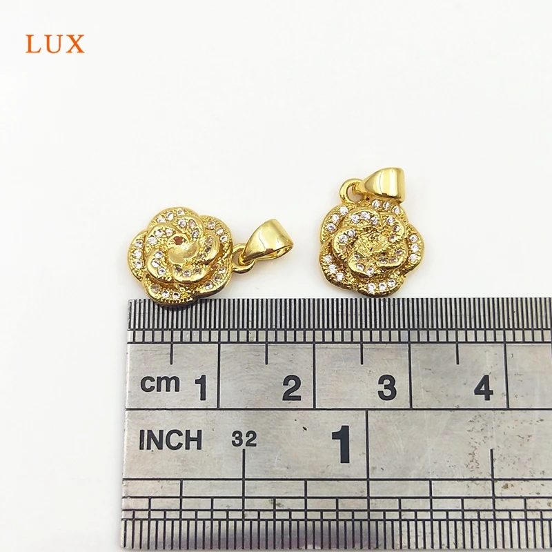 

5pcs CZ Micro Zircon Rose Flower Pendant Floral Medallion Pendant Dainty Romantic Gold Glisten Pendants Gift For Women Necklace