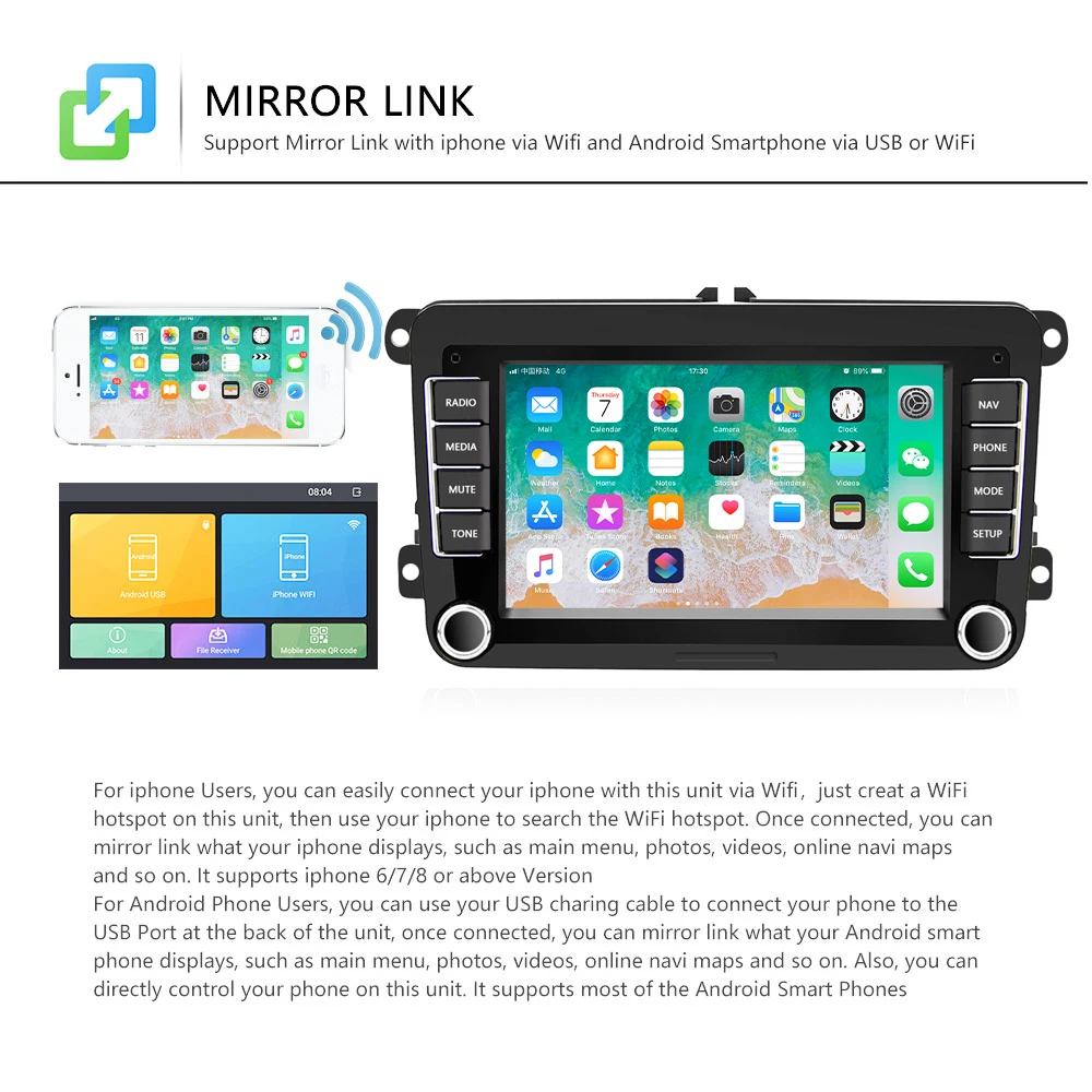 AMPrime 7 &quotGPS Автомобильный мультимедийный плеер Android авто радио для