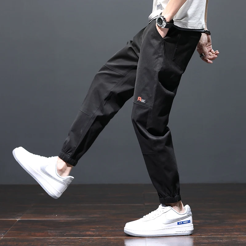 

2021 New Men's Pocket Appliques Cargo Harem Pants Casual Trousers Male Hip Hop Pants Man Jogger Army Green Streetwear Men