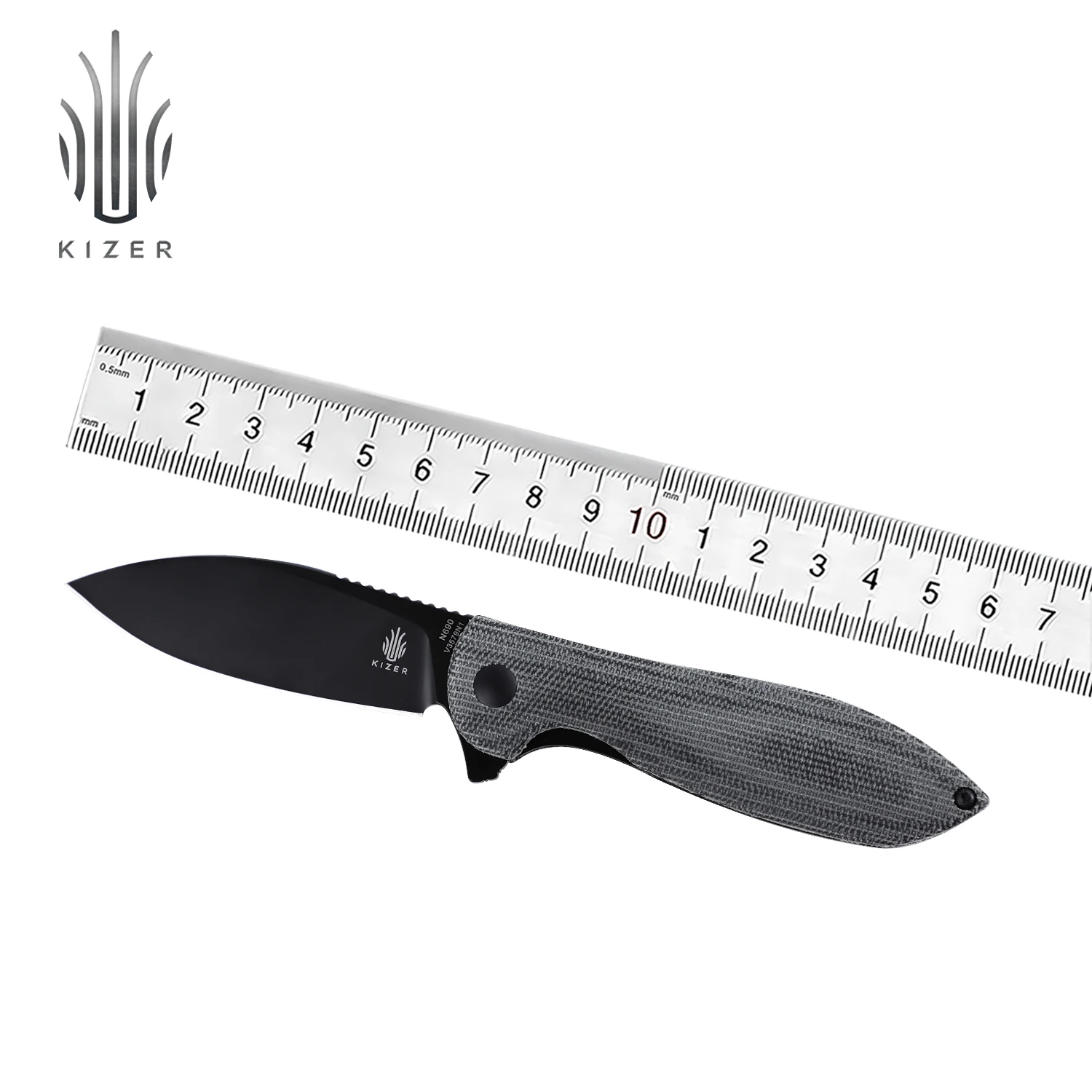 Нож для выживания Kizer Infinity V3579N1 новинка 2021 черная ручка микарты с черным лезвием