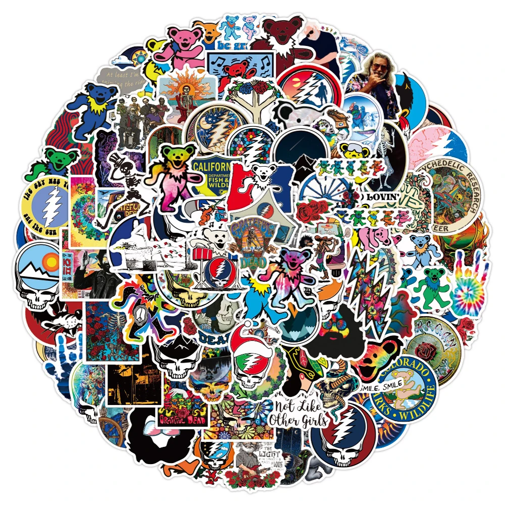 1050100pcs rock music grateful dead cool stickers aesthetics skateboard laptop motorcycle phone bike sticker decal kid toy free global shipping