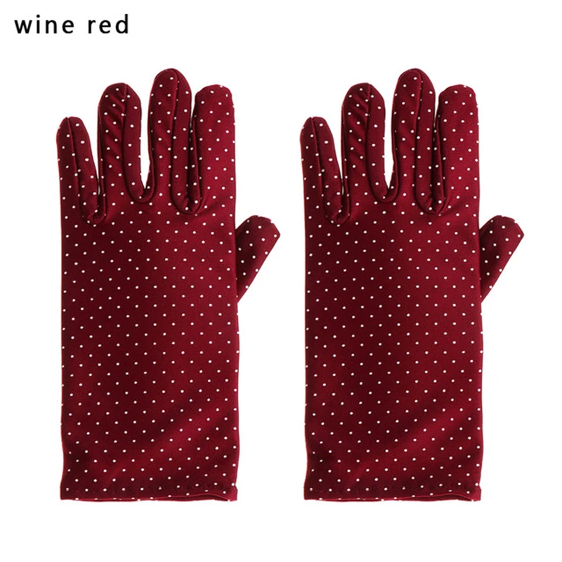 1 Pair New Fashion Sun Protection Wrist Gloves Dot Elastic Mittens Lady Knitted Fabric Vintage For Drive Shopping | Аксессуары для