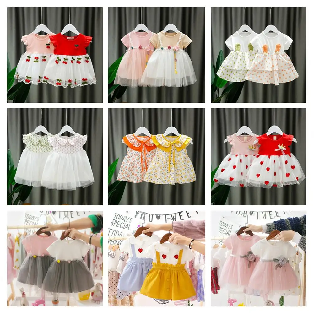 Новинка 2020 года Платья для маленьких девочек Летнее хлопковое Сетчатое платье