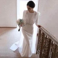 lorie white robe de mariage arabic muslim wedding dress long sleeve crystal hijab bride dress with feather vestidos de novia