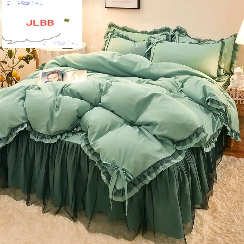 

2020 New Solid Color bedding sets Home Bedding Set 4pcs High Quality Quilt Cover Cotton Bed Sheet With Pillowcase