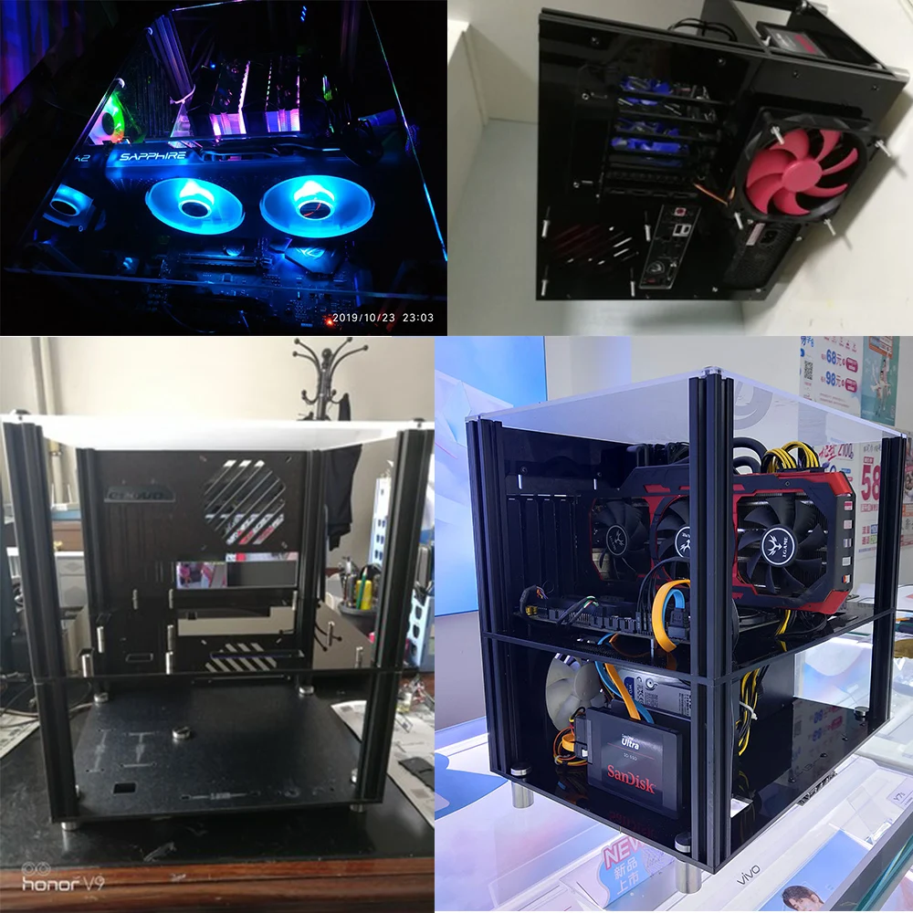 Двухслойный акриловый чехол для компьютера сделай сам с поддержкой MATX/ITX USB аудио