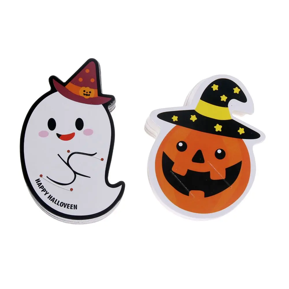 

50 Pcs/lot Cute Ghost Pumpkin Style DIY Halloween Gift Candy Decorations Paper Cards Lollipop Cards Party Supplies New Arrival