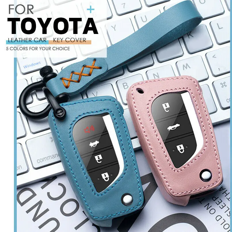 

Full Leather Car Filp Remote Key Fob Case Cover For Toyota Camry Corolla 2019