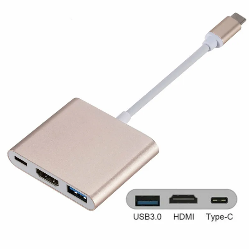 Адаптер переходник 3 в 1 типа C на HDMI 4K 1080P для Samsung Huawei Apple Usb Thunderbolt|Кабели HDMI| |