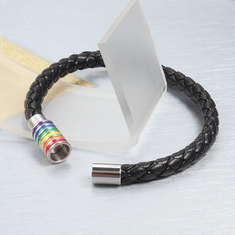 Магнитный Радужный Флаг ЛГБТ из титанового сплава очаровательный браслет